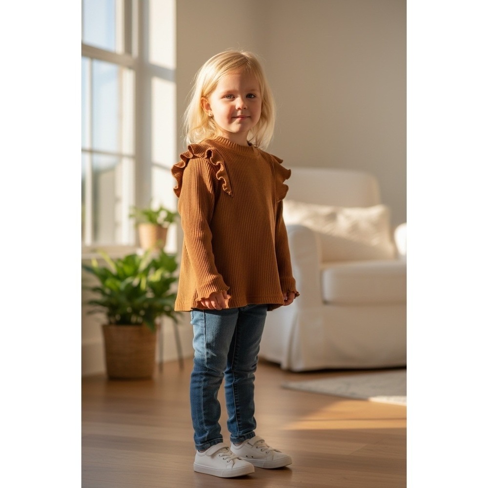 Brown Long Sleeve Kids‎ Tee